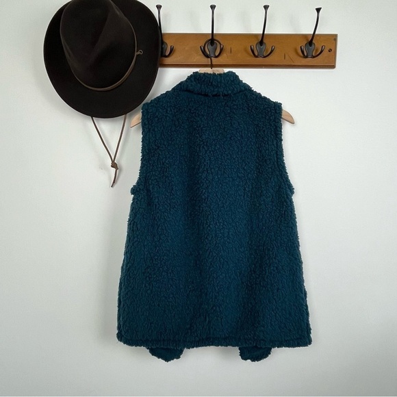 Eddie Bauer Cozy Fireside Plush Vest. Peacock Teal. Medium #365 - Picture 6 of 7